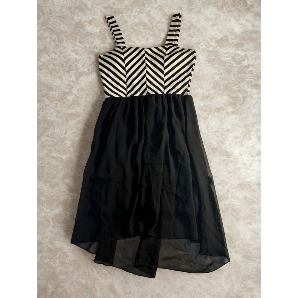 Black And White Stripes And Sheer Dress Pin Up Style Rock N Roll Retro Size L